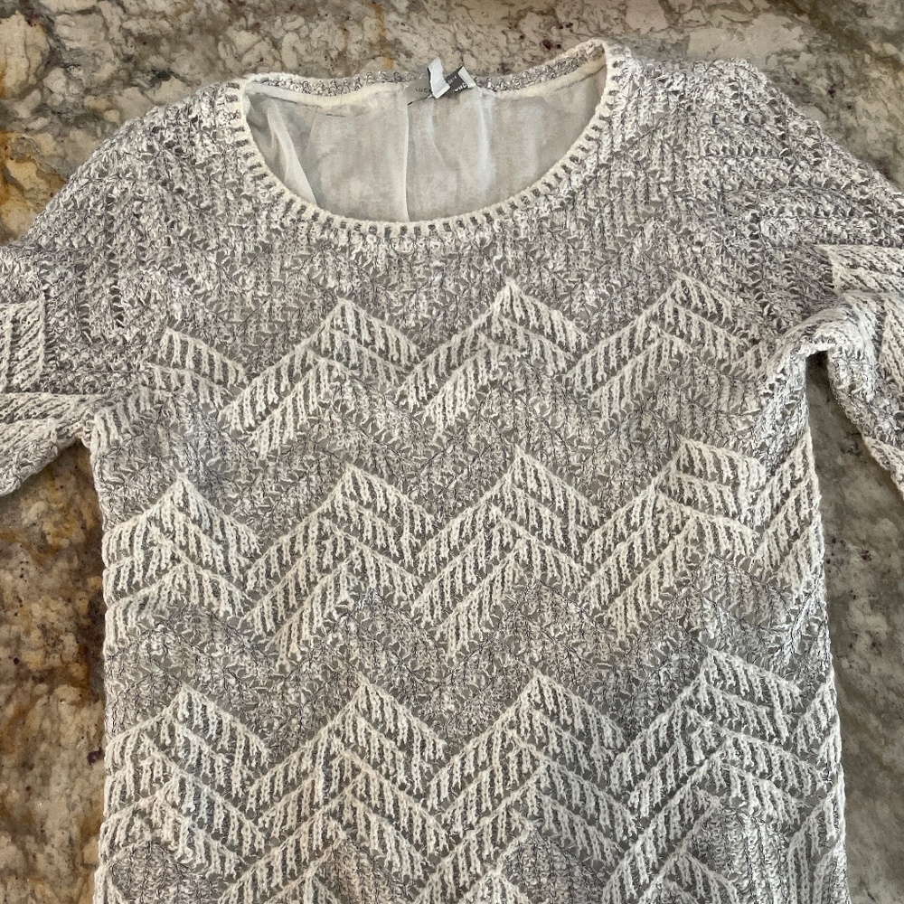 Lucky Brand white and grey sparkle sweater